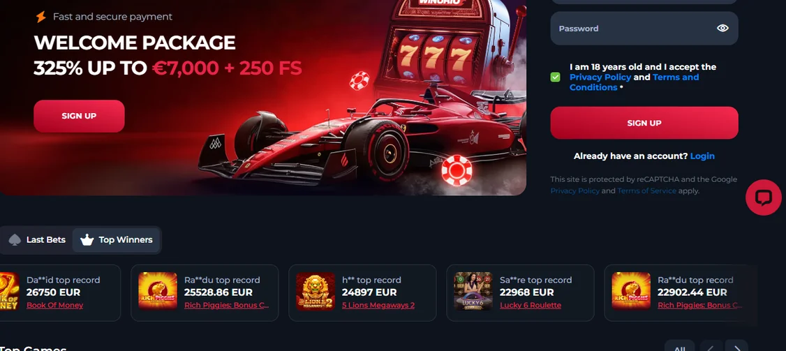 Bekijk topspellen Winorio Casino
